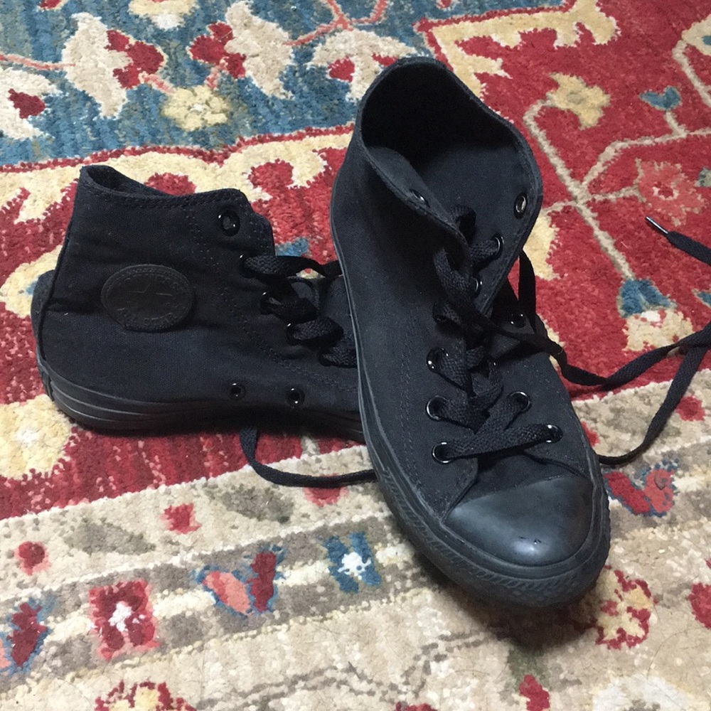 All black high top converse